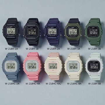 W-218H 彩色方塊系列 防水50米 運動電子錶 (錶徑約4.3公分)