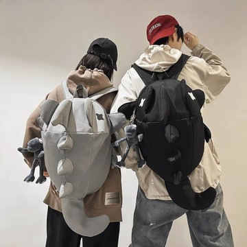 PARK DANCE鯊魚日係男女個性學生新款書包休閒搞怪雙肩包潮流書包