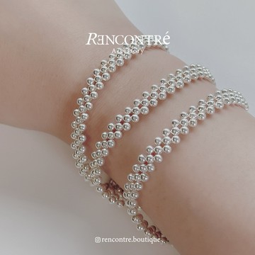 『現貨🇰🇷韓國高訂系列 時髦圓珠編織 純銀手鍊』Rencontre 925純銀 東大門 韓版 百搭 韓國手鍊