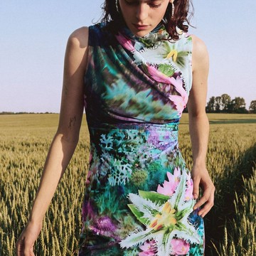 Desigual 腰間抓褶短洋裝