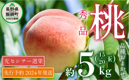 桃 5kg 訳あり 先行予約 2024年 秀品 《品種おまかせ「 白鳳 」「 あかつき 」「 なつっこ 」いずれか1品種》 光センサー選別品  配送先は本州限定 2024年8月上旬頃から2024年8月下旬頃まで順次発送予定 日時指定不可 令和6年度出荷分 長野県 飯綱町 [0055]