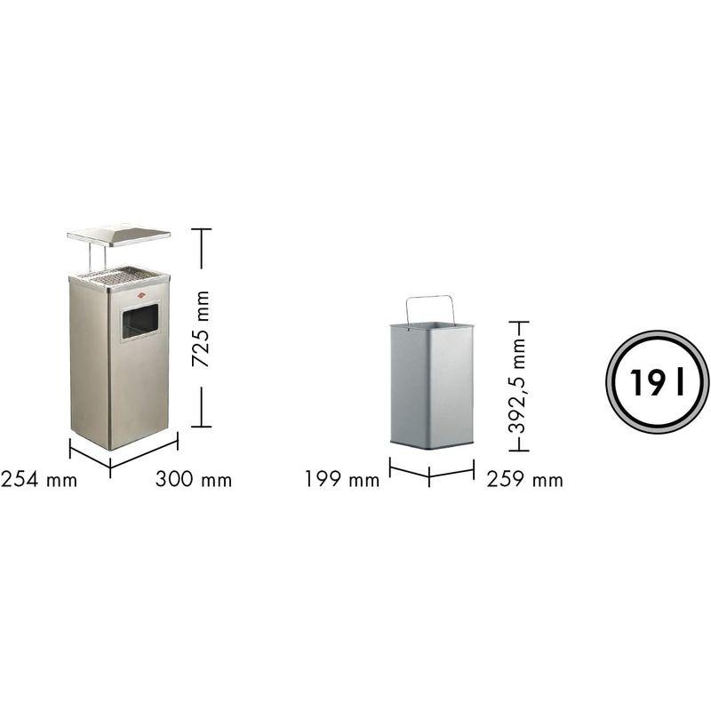 WESCO (ウェスコ) スモーキングゴミ箱 ステンレス サイズ:25.4×30×H72.5cm 屋外用スモーキングスタンド 19L 153