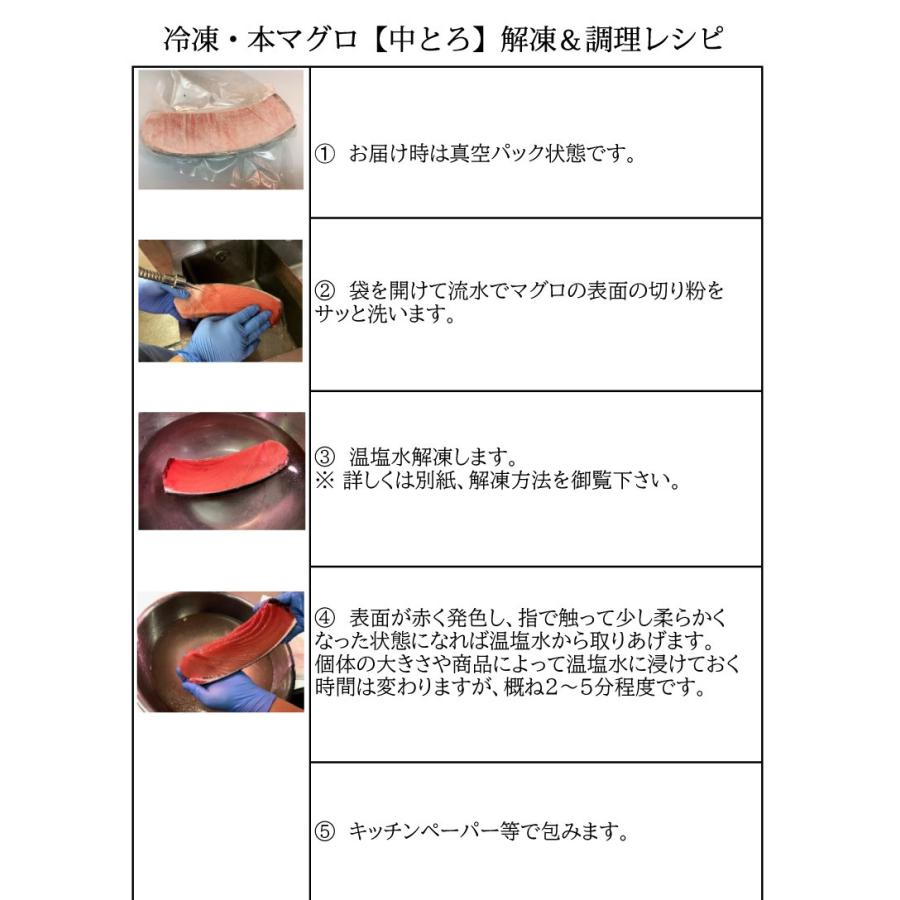 送料無料　約500g(5人前)　冷凍・本まぐろ（中とろ）　マグロ専門卸会社直送