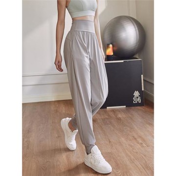 冰絲高腰收腹束腳健身長褲女夏季速干寬松休閑薄款運動訓練瑜伽褲