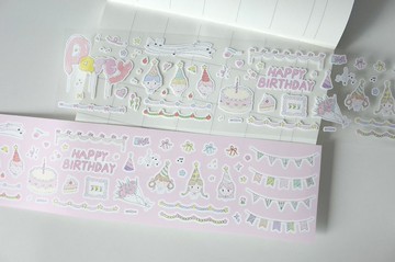 happy birthday 合成紙 切模 貼紙卷 膠帶 3米卷