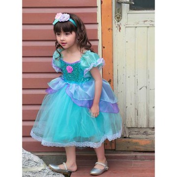 愛麗兒童美人魚公主裙六一節cosplay衣服女童迪士尼蓬蓬演出禮服