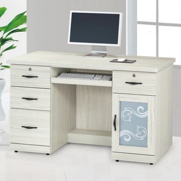 文創集 凱康4.2尺鍵盤四抽單門書桌-127x60x82cm免組