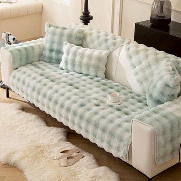 【好物良品】加大二人坐墊_雙色扎染輕奢高密度毛絨保暖沙發墊90x160cm_普羅旺斯