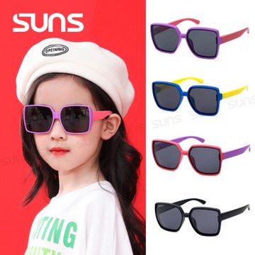 【SUNS】兒童彈力偏光太陽眼鏡 時尚韓版大框造型 輕量矽膠彈性墨鏡 抗UV400 S006