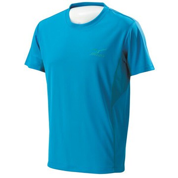 Mizuno  吸汗快乾雙面立體組織材質 男短袖T恤-天藍 32TA600719