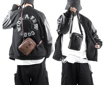 FINDSENSE X 男士單肩包手機包小包戶外運動騎行挎包潮流皮質