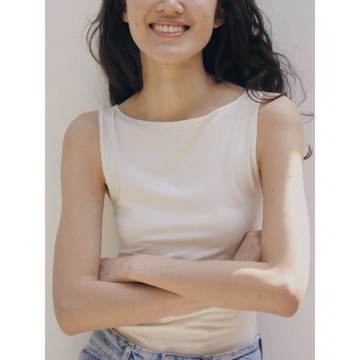 設計感小眾簡約純色一字領時尚無袖背心修身氣質百搭t恤上衣女夏