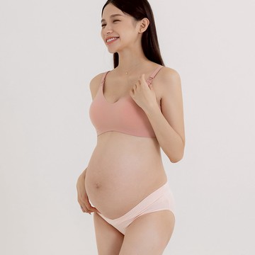 裸感守護 V型交叉托腹孕婦內褲 柔粉 (M-2L)