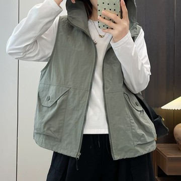 休閑拉鏈工裝背心外套122386C