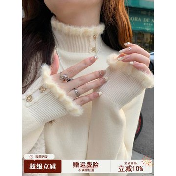 毛衣女款2025新款秋冬高級感保暖上衣冬季高領內搭加絨加厚打底衫