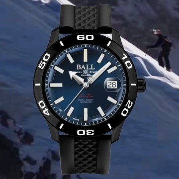 BALL 波爾 B2_Fireman 自體發光微型氣燈 300米機械錶-黑框藍面42mm(DM3090A-P10J-BE)