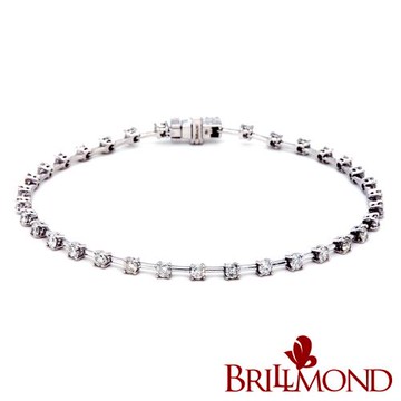 【BRILLMOND】鑽石手鍊 1克拉 白K金 輕奢四爪款(天然鑽石總重1.2克拉)