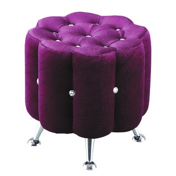 IHouse-羅蘭 鑲鑽絨布花朵造型圓凳灰色