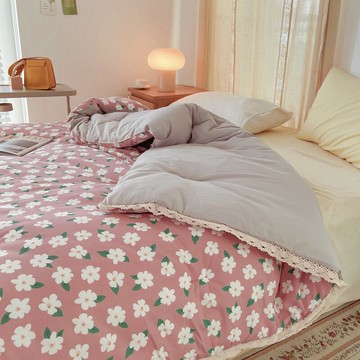 冬被水洗棉全棉蕾絲少女心加厚保暖冬季被芯公主風雙人小碎花被子