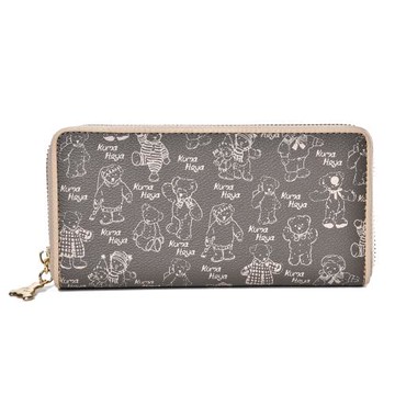 【kuma heya 美國熊】美國熊奶茶色經典拉鍊長夾