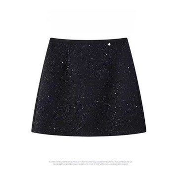 亮片半身裙女春秋新款2025高腰顯瘦閃閃星河氣質毛呢包臀a字短裙