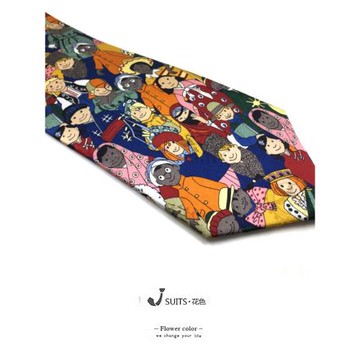10厘米寬 趣味印花全世界人民大聚會休閑復古花紋特色領帶