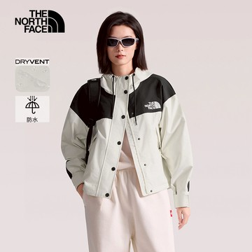 女款米白色DRYVENT防水連帽衝鋒衣｜8FZRROU