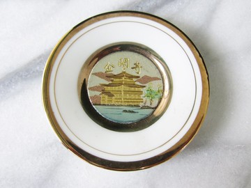 【老時光 OLD-TIME】早期二手日本金閣寺陶瓷擺飾小盤