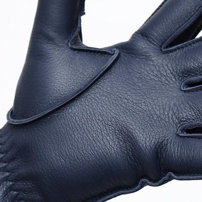 手袋 メンズ レザー 本革 ブルー ネイビー 青色 ディアスキン(鹿