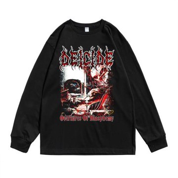 美國死亡金屬搖滾Deicide弒神者樂隊印花純棉寬松長袖T恤男女同款