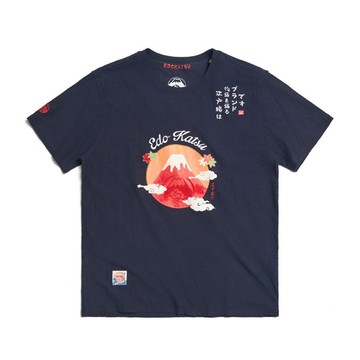 江戶勝 日系 男裝 經典櫻花楓葉短袖T恤(丈青色) #上衣