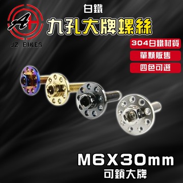 傑能 JZ | M6X30 白鐵九孔大頭螺絲 大頭螺絲 大牌螺絲 九孔螺絲 造型螺絲 墊片螺絲 裝飾螺絲 白鐵螺絲