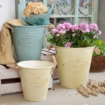 落地復古大花桶美式鐵藝花盆插干花筒花店婚慶櫥窗陳列裝飾收納桶