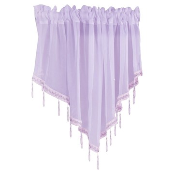 Life+ 純色三角帷幔穿桿短簾門簾  紫色  130 x 60cm