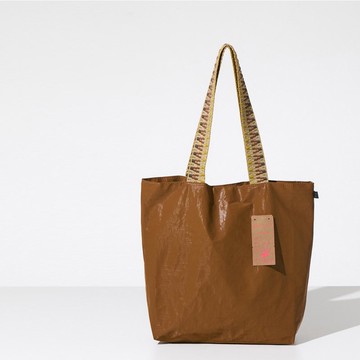 Miyansol韓國皺皺托特包(長背帶)-焦糖可頌 防水輕量通勤款