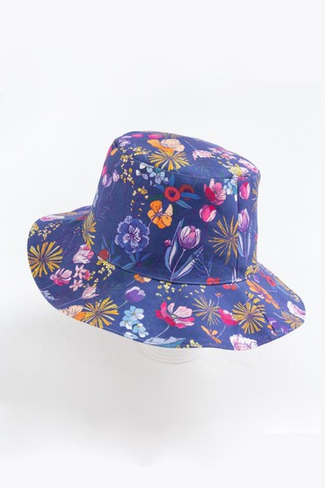 【波麗印花】水嘎咪咪帽帽 兩用帽 防曬漁夫帽  附綁帶 琉璃紺