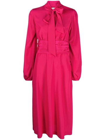 P.A.R.O.S.H. - pussy-bow ruched midi dress - women - Polyester - S - Pink