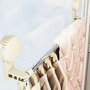 韻潔雅 吸盤毛巾架伸縮浴巾掛杆衛生間免打孔浴室毛巾架子置物掛架