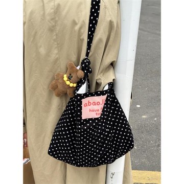 阿寶-韓風ins復古波點燈芯絨包包斜挎包單肩包少女學生可愛百搭