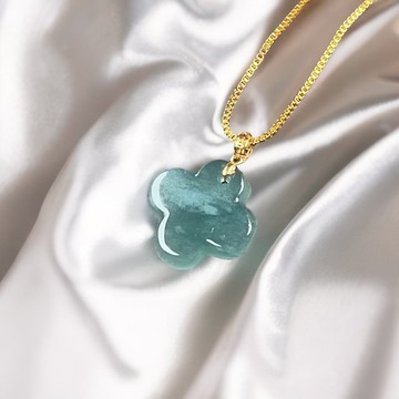 冰藍水翡翠幸運草吊飾18K金墜頭 | 天然玉翡翠A貨 | 送禮