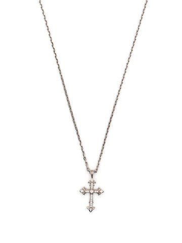 Emanuele Bicocchi - Fleury cross-pendant necklace - unisex - Rhodium Plated Sterling Silver/Diamond - One Size