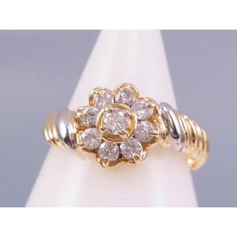 ダイヤ0.48ct 花 ファッション K18 プラチナ リング 10号 | LINE ...