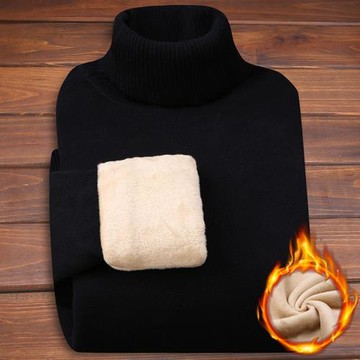 純棉冬季男士毛衣加絨加厚內搭潮流厚款高領打底衫保暖衣服針織衫