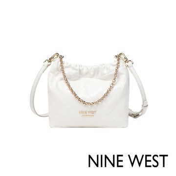 NINE WEST真皮鏈條束口水桶包-珍珠白(1814)