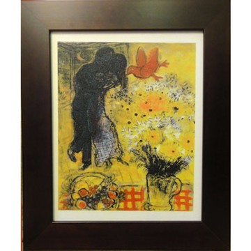 開運陶源Marc CHAGALL馬克 夏卡爾的畫~【戀人與雛菊】小幅
