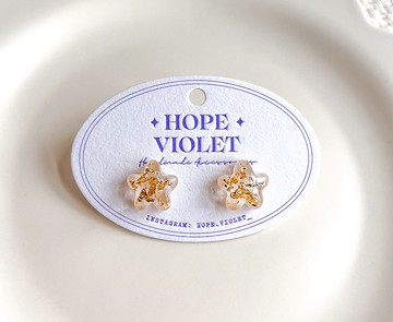 金箔透明感星星手作耳環- Golden Stars