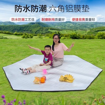 💖快速出貨戶外大六角帳篷雙面鋁膜墊加厚防潮防水野餐野營露營多人墊子