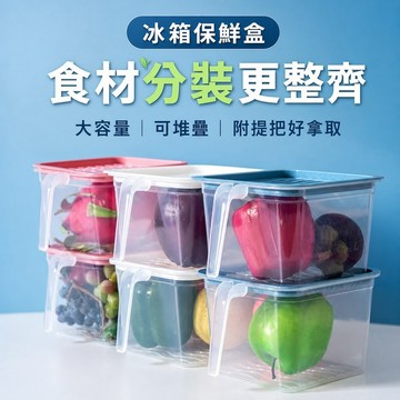 帶手柄加厚塑膠透明冰箱收納盒 廚房水果蔬菜收納保鮮盒 冷凍儲物盒 冰箱收納居家食材分類保存適用