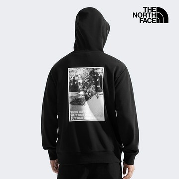 The North Face北面男女款黑色長袖帽T｜8F0BJK3