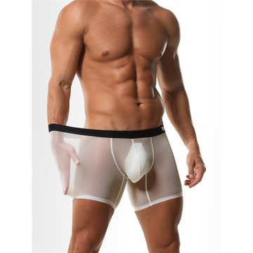 內褲男冰絲款平角褲夏季透氣運動加長防磨襠速干薄大碼四角褲跑步